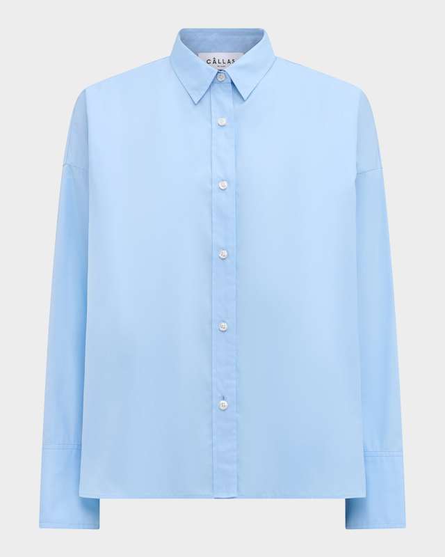 Sirene Button-Down Silk Twill Scarf Shirt